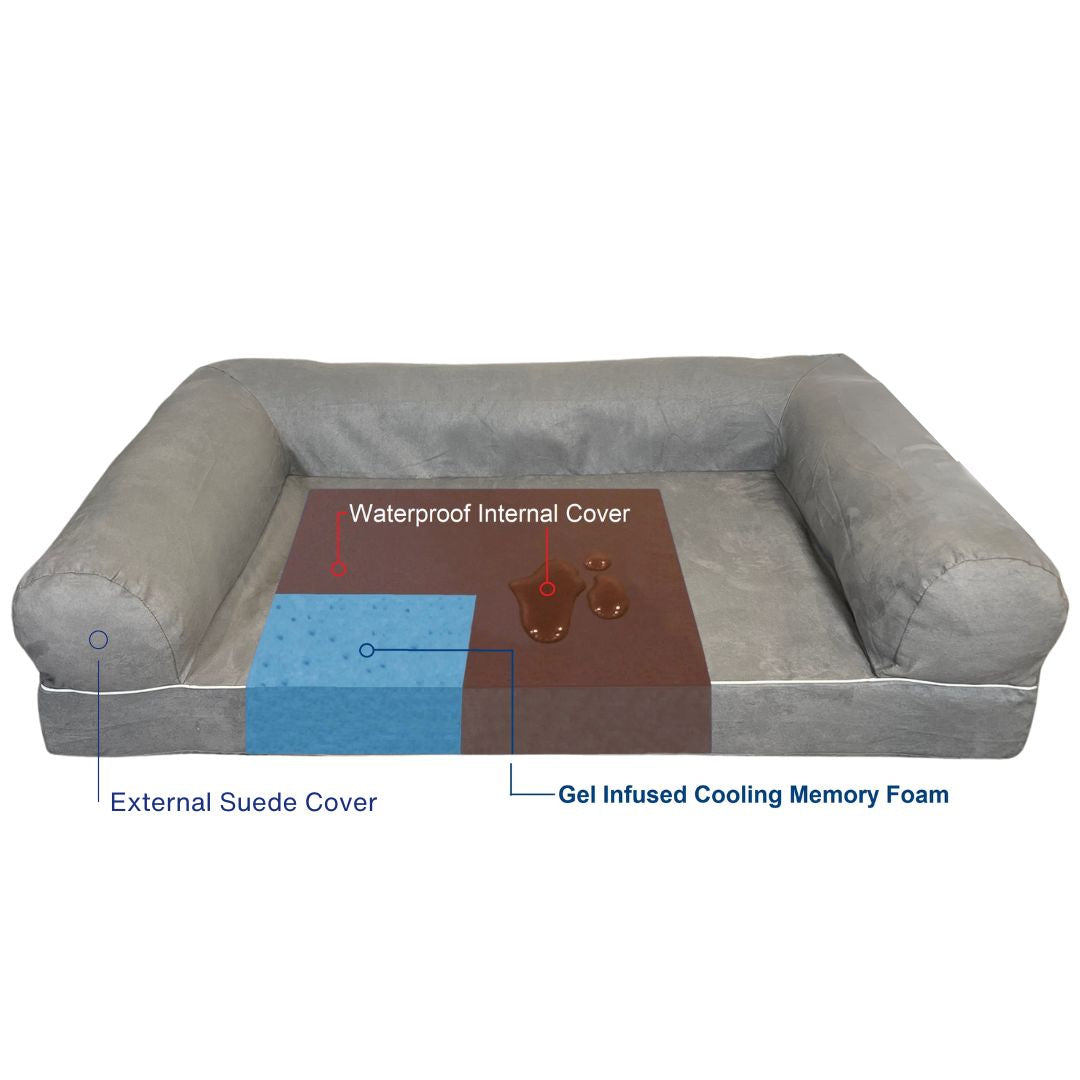 Premium Orthopedic Gel Memory Foam Pet Sofa Bed  - 2 Sizes in 3 Colors