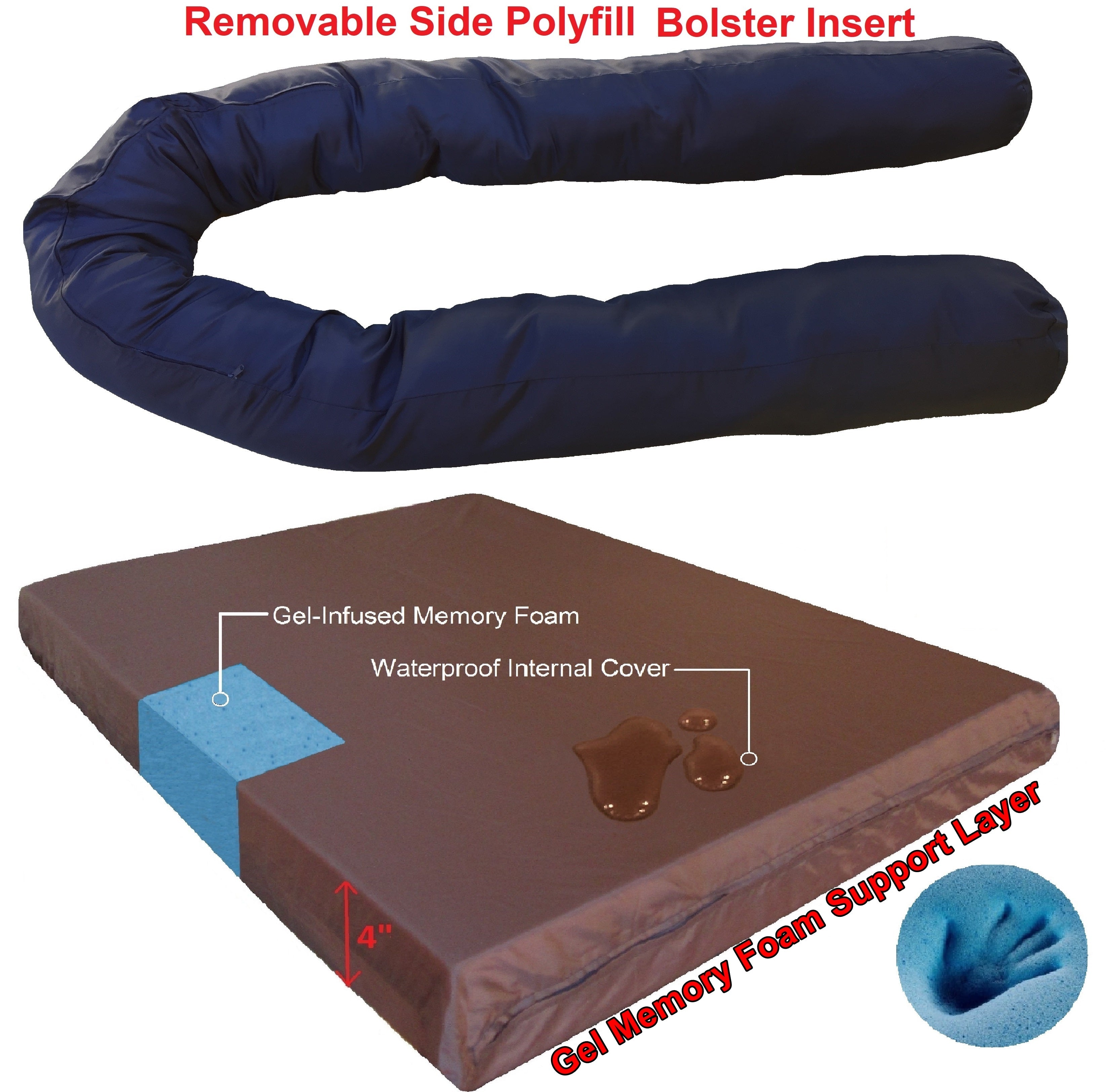 Premium Orthopedic Gel Memory Foam Pet Sofa Bed  - 2 Sizes in 3 Colors