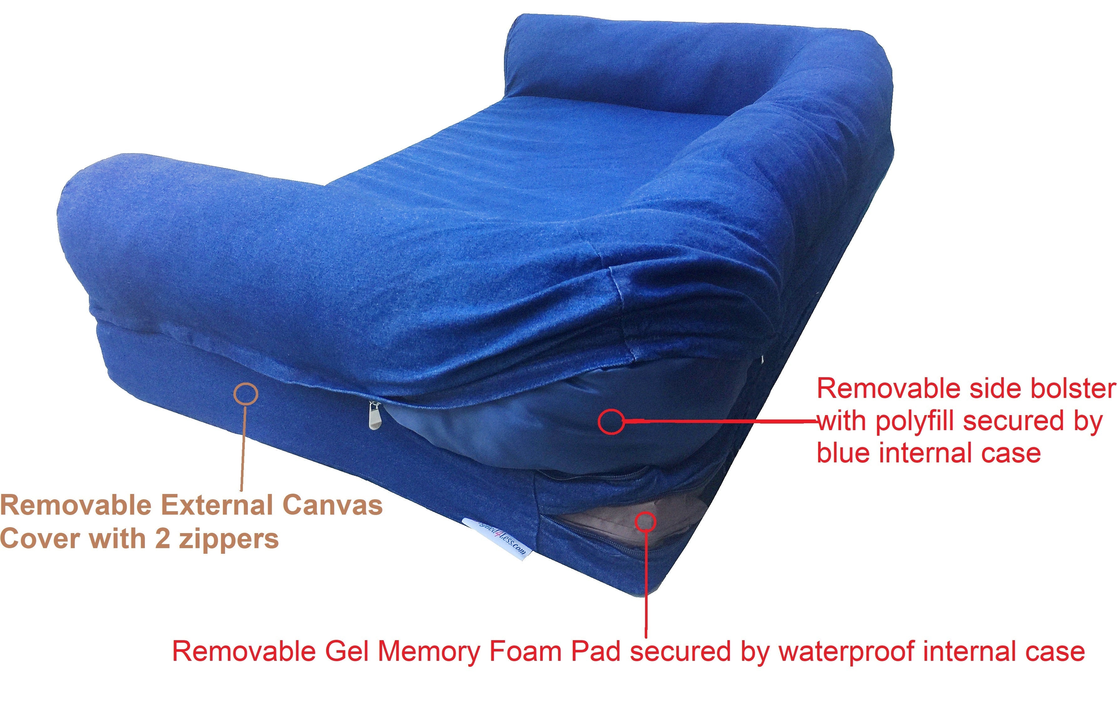 Premium Orthopedic Gel Memory Foam Pet Sofa Bed  - 2 Sizes in 3 Colors