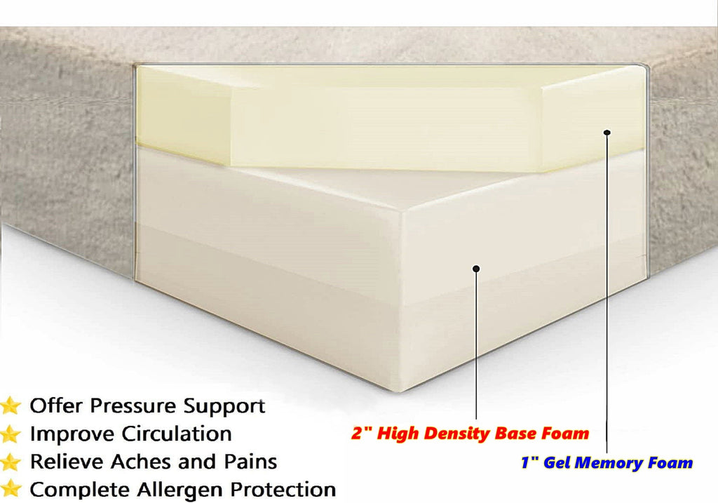 3" Memory Foam Pad Bed with 2 Layer Covers - 2 Sizes in 12 Colors