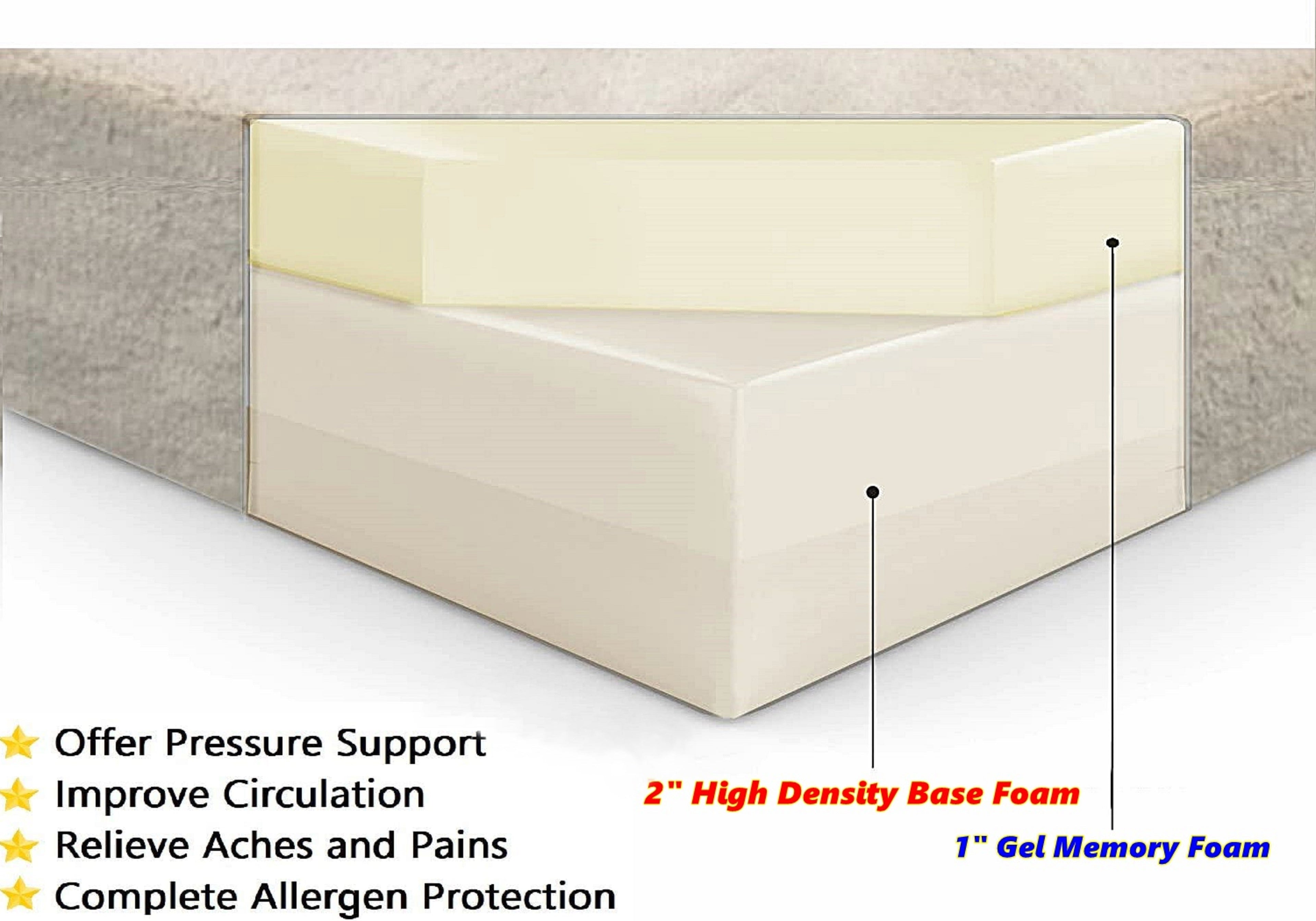3" Memory Foam Pad Bed with 2 Layer Covers - 2 Sizes in 12 Colors