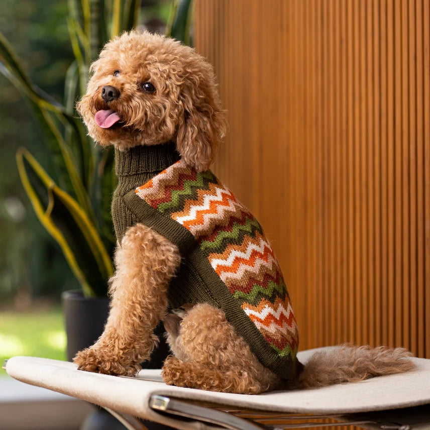 Forest Chevron Knit Alpaca Sweater
