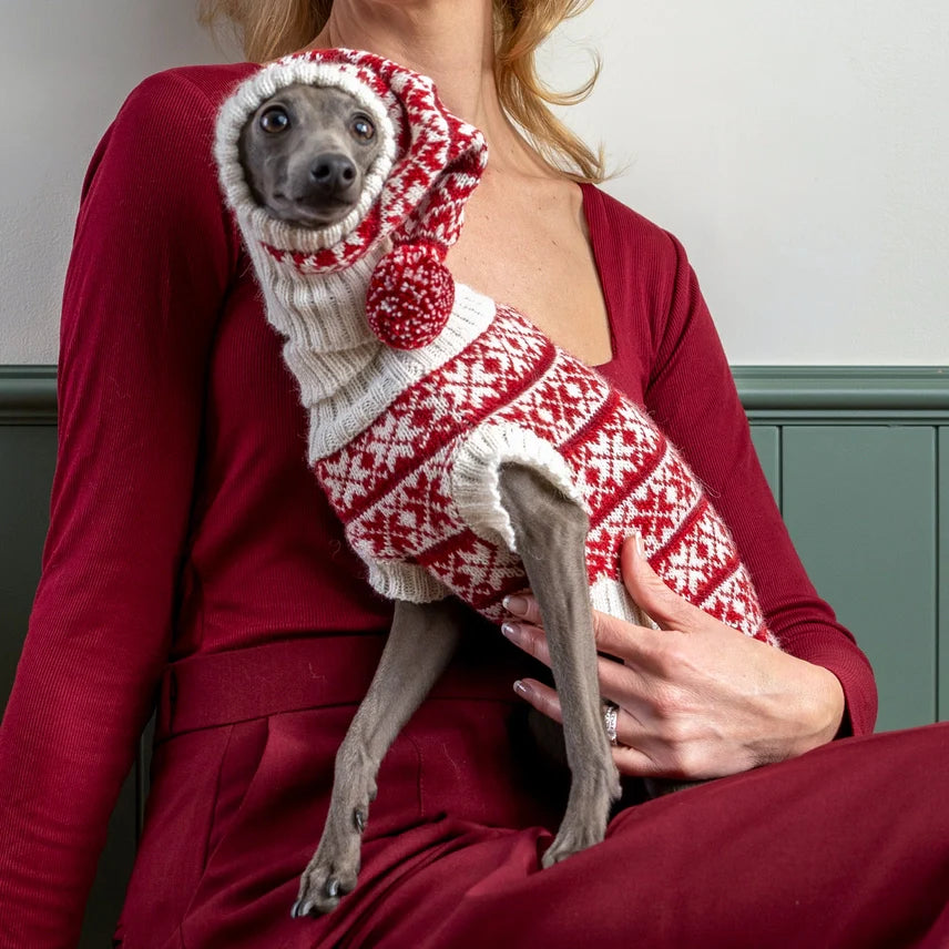 Christmas Snowflake Red Alpaca Sweater