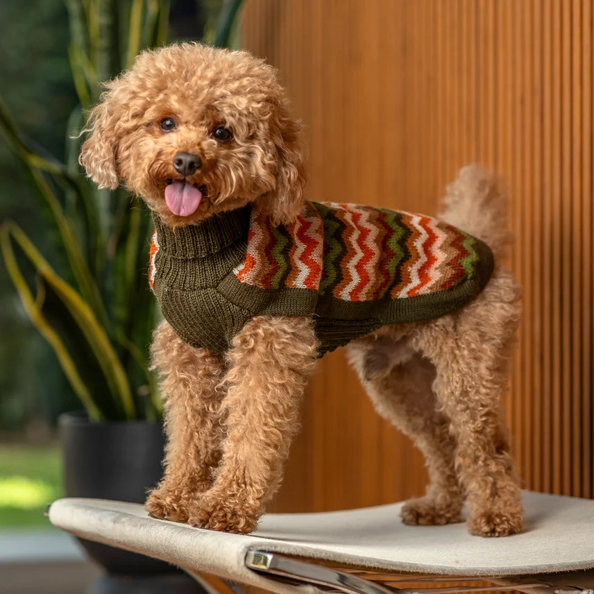 Forest Chevron Knit Alpaca Sweater